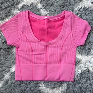 Aerie Pink Ribbed Crop Top